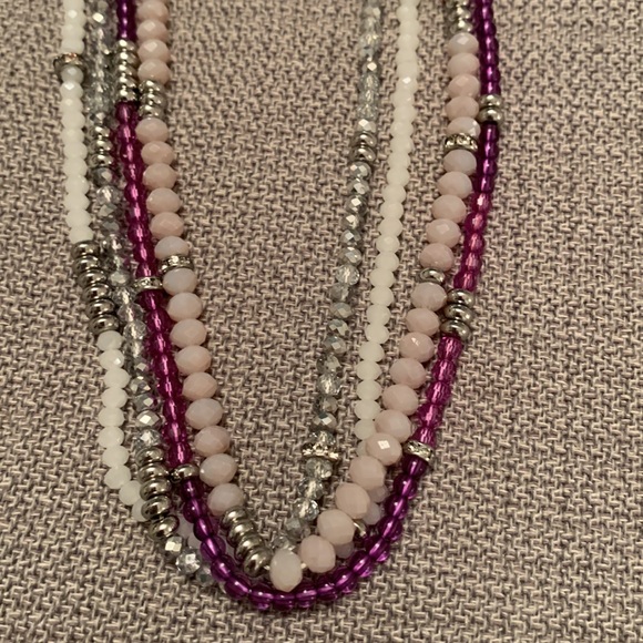 WHBM Long Chain Linked Necklace with Multi Color  Cut Beads - Picture 14 of 14